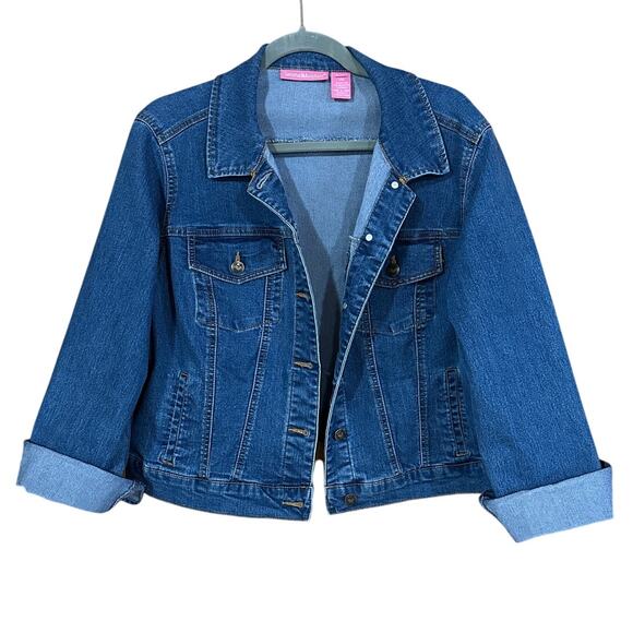 Woman Within Women's Plus Blue Jean Denim Jacket Size 14W - Picture 1 of 7